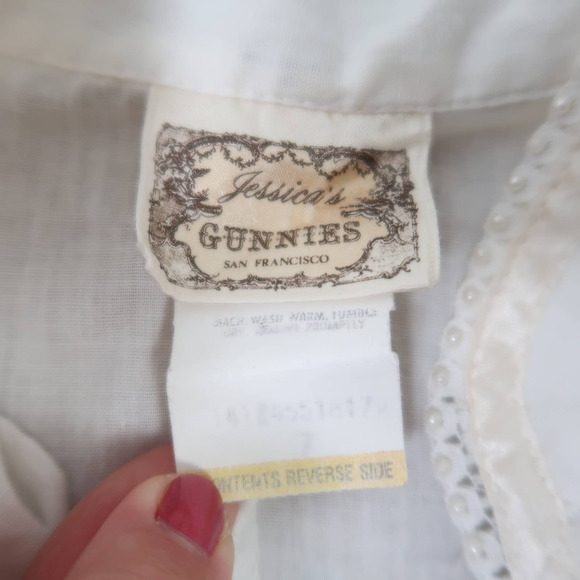 Vintage 70s Gunne Sax white button front prairie top 7 - Picture 5 of 7